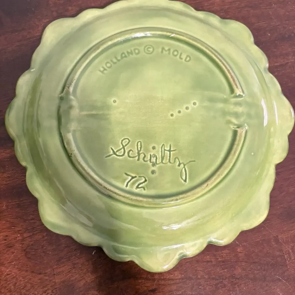 Vintage 1972 Holland Mold Cabbage Tureen with Lid & Underplate – Green Ceramic